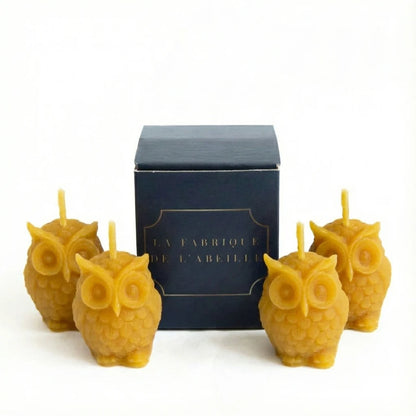 Bougie hiboux en cire d'abeille