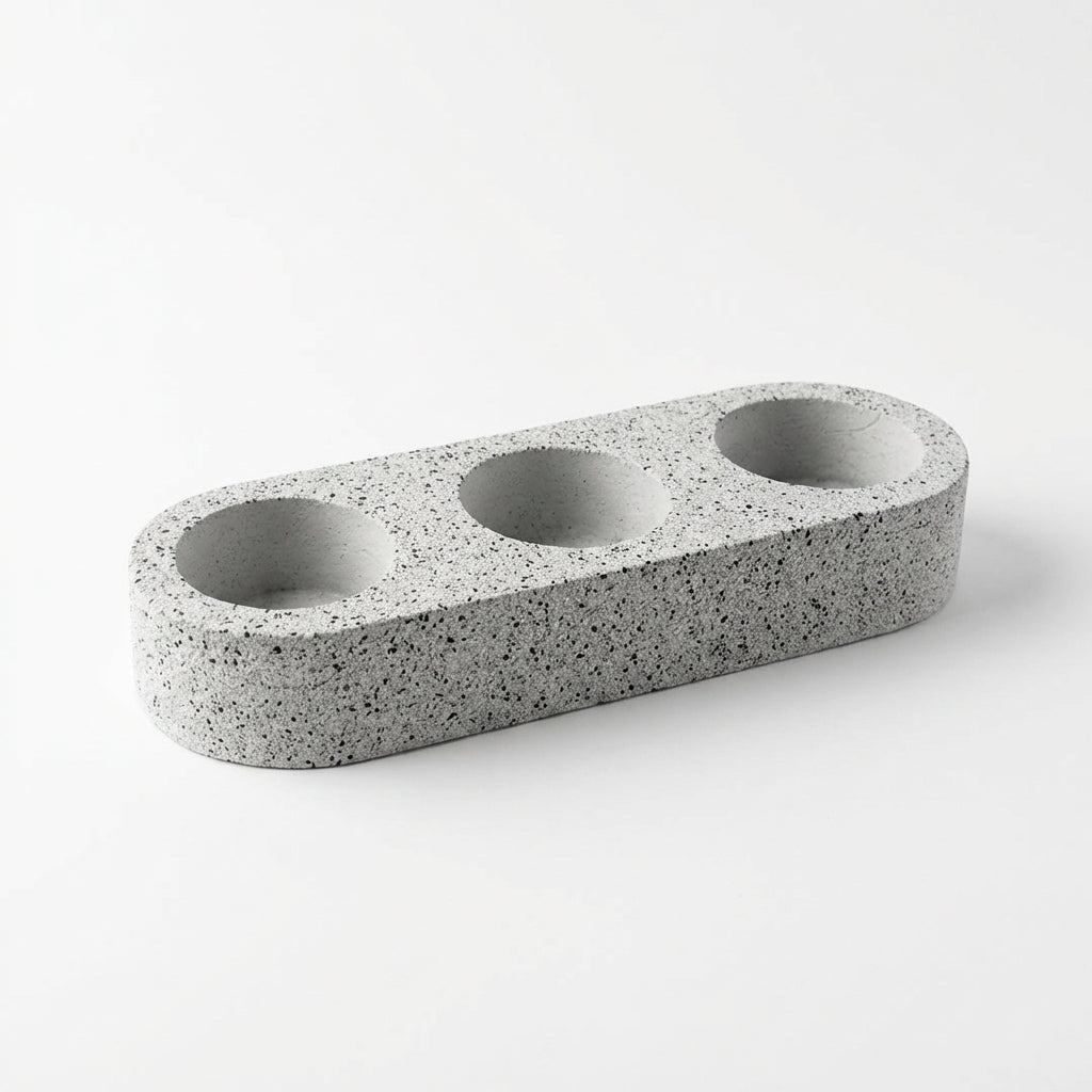 Bougeoir triple jesmonite gris pour chauffe-plats - La Fabrique de l'Abeille