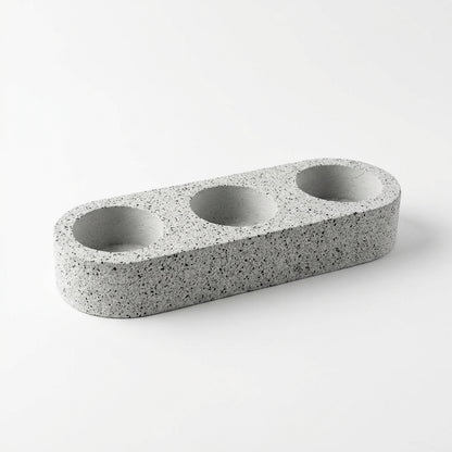 Bougeoir triple jesmonite gris pour chauffe-plats - La Fabrique de l'Abeille